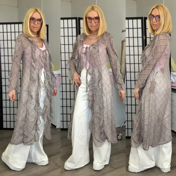 Beauty Woman fodros kaftánBW096-002-lila/barna