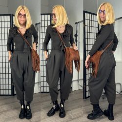   Wendy Trendy lefelé szűkülőelegáns nadrág 824026-csokibarna