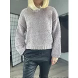 Crop vastag kötött puha pulóver 25608 - mályva