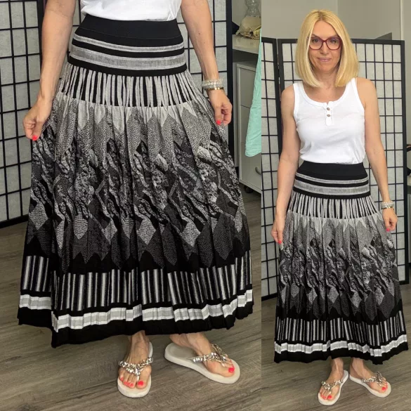 Dolce Vita elasztikus mintás maxi szoknya  11666x55 - fekete / szürke