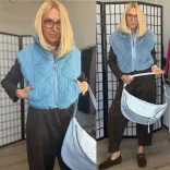 Reine kifordítható szőrös mellény G230151-világoskék