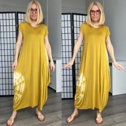 Dorothy batikolt pamut ruha 753-mustársárga