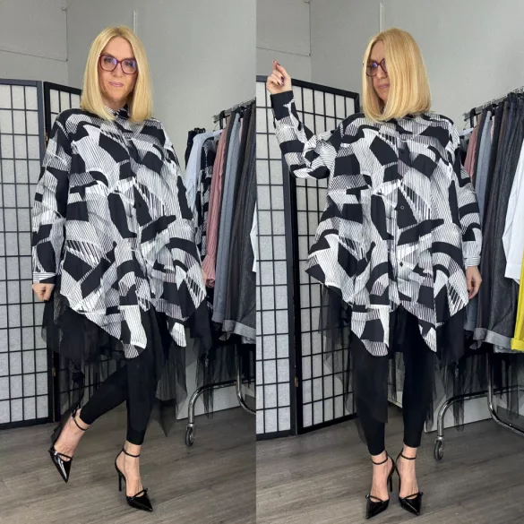 Fly Out vászon, tüllös ingruha 1591-fekete/fehér