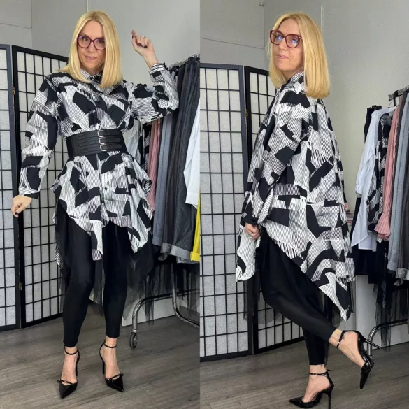 Fly Out vászon, tüllös ingruha 1591-fekete/fehér