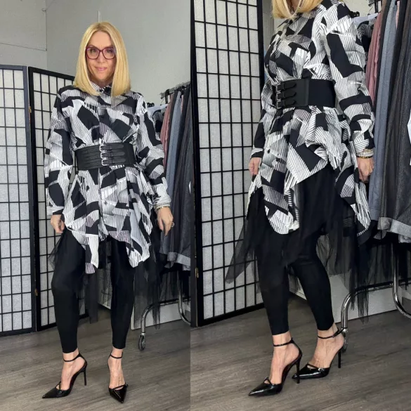 Fly Out vászon, tüllös ingruha 1591-fekete/fehér