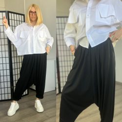 SUN gumis derekú ülepes nadrág  6469 - fekete