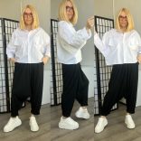 SUN gumis derekú ülepes nadrág  6469 - fekete