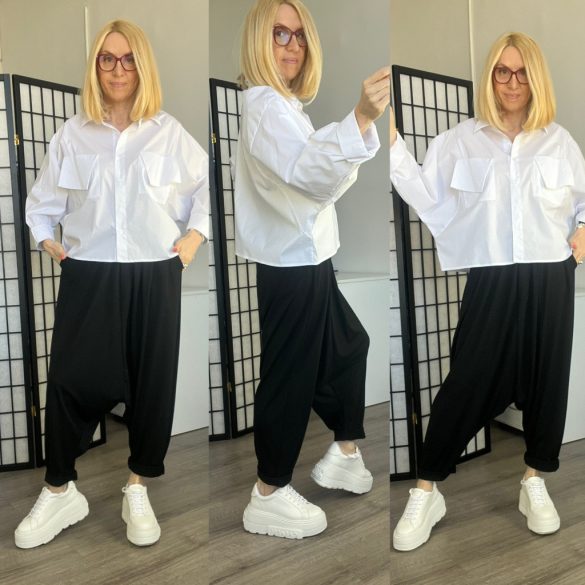 SUN gumis derekú ülepes nadrág  6469 - fekete