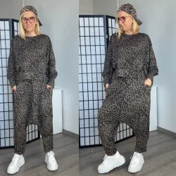 Ocelot mintás pamut ülepes szett 70337 - csokibarna