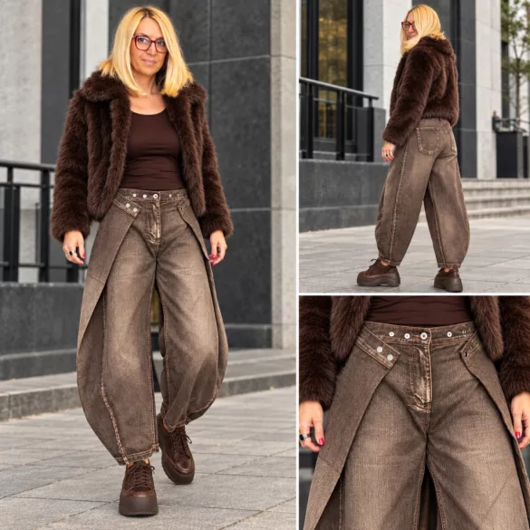 S Woman ferdén patentos ballon farmer SW6075-csokibarna