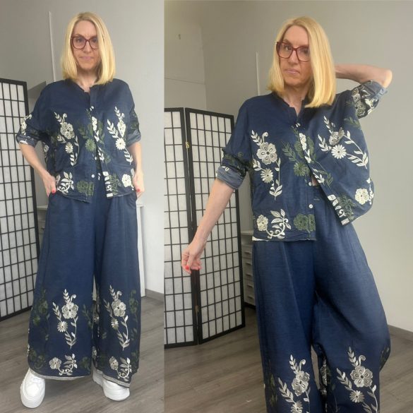 Blue Royal hímzett farmerhatású ing4347