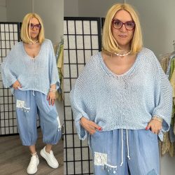 Bora V nyakú kötött felső 72830-világoskék