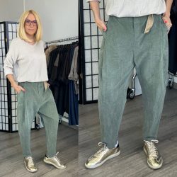 Tina mikrokord ülepes nadrág övvel 5469 - khaki