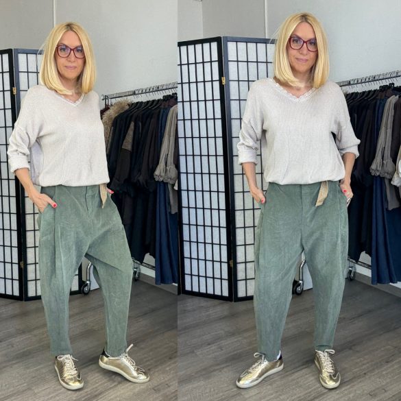 Tina mikrokord ülepes nadrág övvel 5469 - khaki