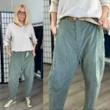 Tina mikrokord ülepes nadrág övvel 5469 - khaki