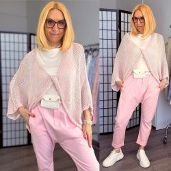 Britani elől csavart kötött felső72829-rózsaszín