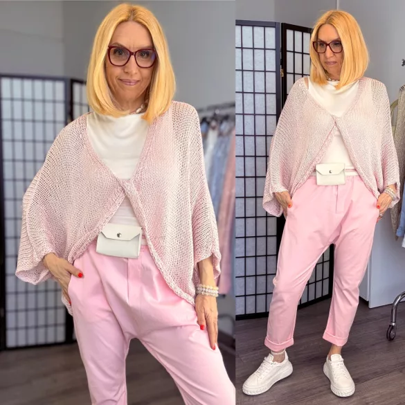 Britani elől csavart kötött felső72829-rózsaszín