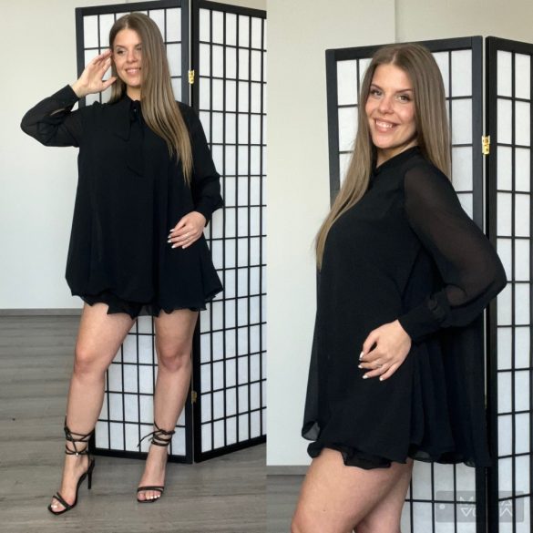 Mathilde A vonalú masnis ruha 88519-fekete