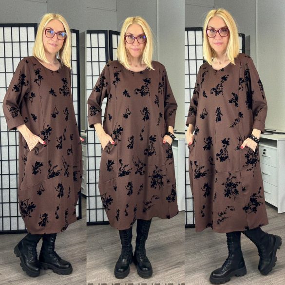 158C virág mintás hagymaruha56410-csokibarna