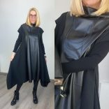 Slowly bőrbetétes zsebes ruha -fekete