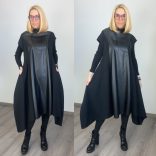 Slowly bőrbetétes zsebes ruha -fekete