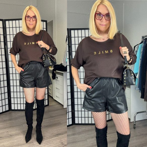 Smile hosszú ujjú viszkóz felső 25527-18 - csokibarna