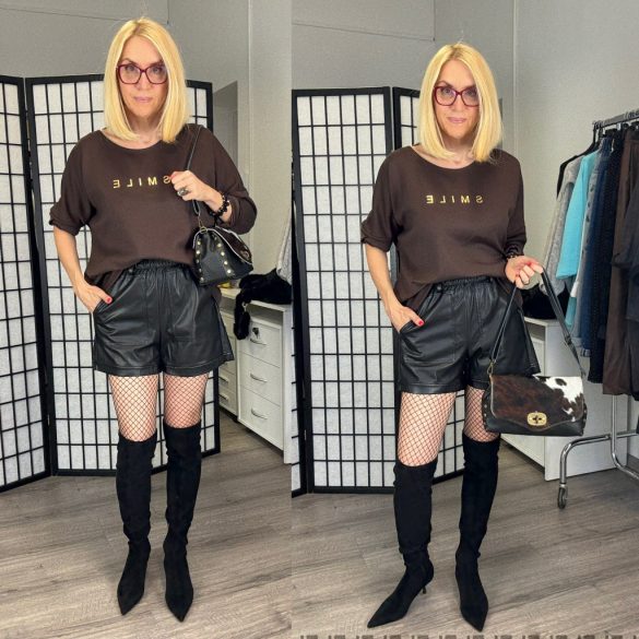 Smile hosszú ujjú viszkóz felső 25527-18 - csokibarna