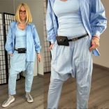 158C pamut - vászon ülepes nadrág 53171 - világoskék