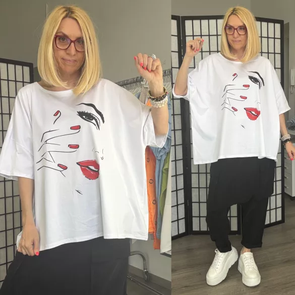 158C Faces oversize pamut tunika 56900 - fehér