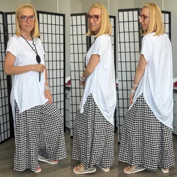 Wendy Trendy aszimmetrikus pamut tunika226110-fehér