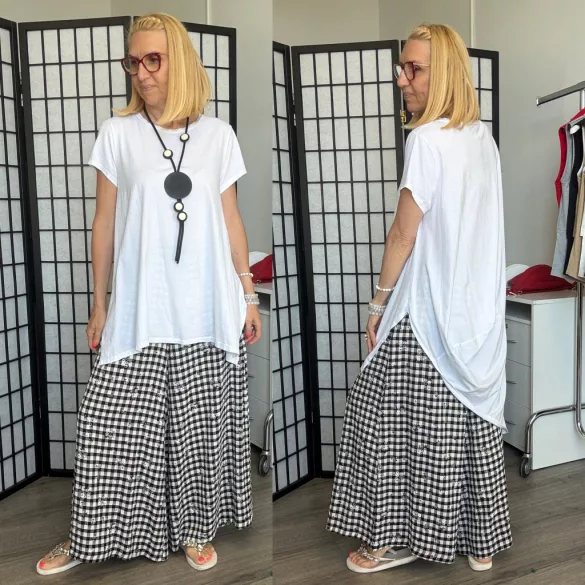 Wendy Trendy aszimmetrikus pamut tunika226110-fehér