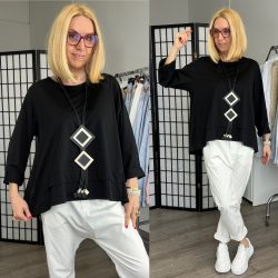 158C lefelé bővülő pamut felső56414-fekete