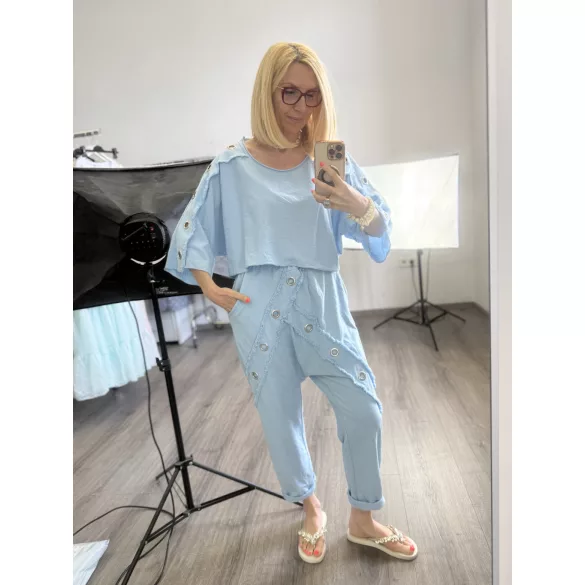 Sunflower szegecses ülepes pamut nadrág 260503 - világoskék