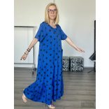 NC Pöttyös zsebes vászon ruha23126-királykék