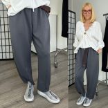 Lucky gumis derekú nadrág övvel K2453-szürke