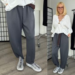 Lucky gumis derekú nadrág övvel K2453-szürke