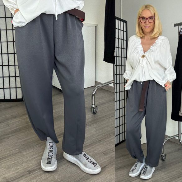 Lucky gumis derekú nadrág övvel K2453-szürke