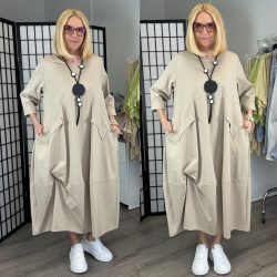 158C oldalt húzott hagymaruha 56703-bézs