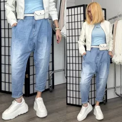 S-Woman gumis derekú ülepes  farmer SW1995 - világoskék