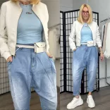 S-Woman gumis derekú ülepes  farmer SW1995 - világoskék