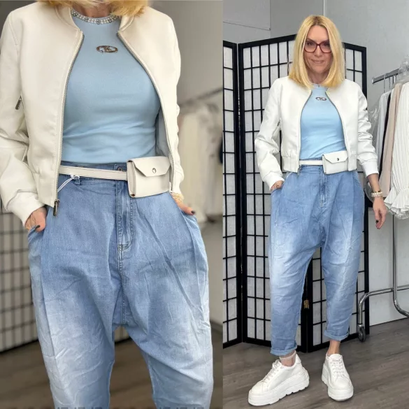 S-Woman gumis derekú ülepes  farmer SW1995 - világoskék