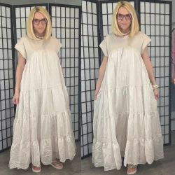 Bridgerton fodros ruha51656-bézs