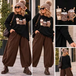 Coffee strasszos oversize felső -fekete