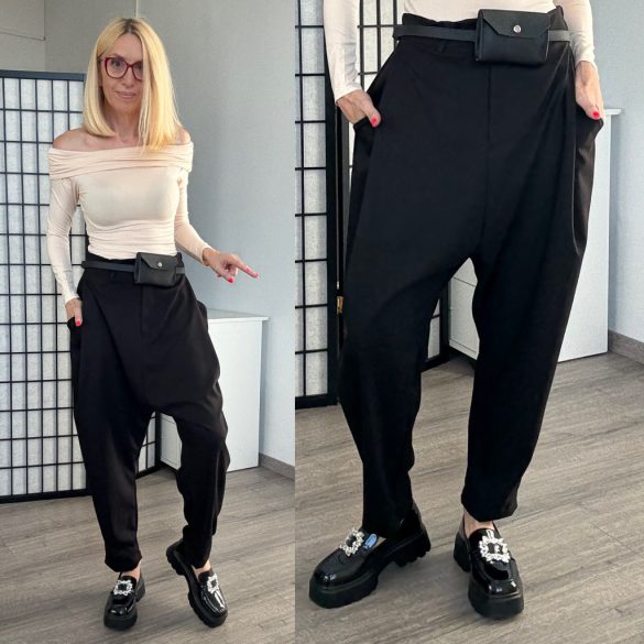 SUN ülepes cipzáros  nadrág 6134 - fekete