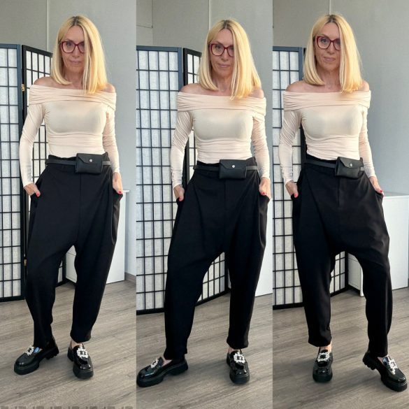 SUN ülepes cipzáros  nadrág 6134 - fekete