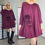 Lux Luna rózsadíszes tunika 50990 - bordó