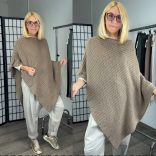 Emily asszimetrikus kötött poncsó-taupe