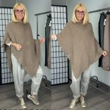 Emily asszimetrikus kötött poncsó-taupe