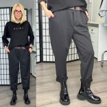 Bella bélelt nadrág övvel 824-71 - fekete