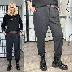 Bella bélelt nadrág övvel 824-71 - fekete